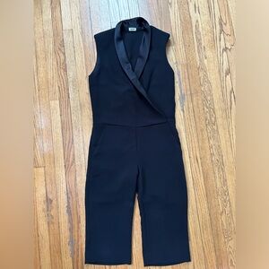 L’Agence Black Romper with satin tuxedo collar, size 4